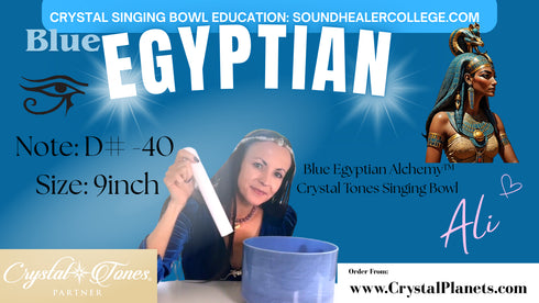 Blue Egyptian Bowl Alchemy™ Crystal Tones Singing Bowl 9" D# -40